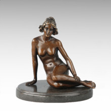 Figura Nude Estátua Senhora Sentada Bronze Escultura TPE-705